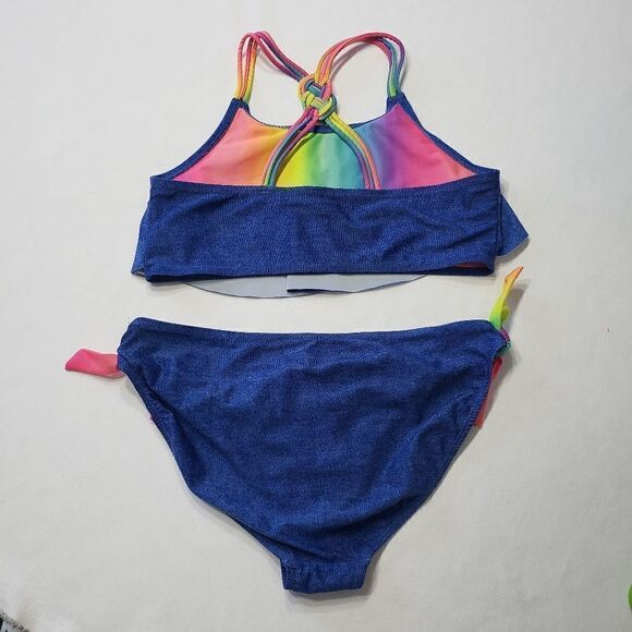 Nation Blue & Rainbow Crossed Braided Strap 2-pc Bikini Set Sz XL (14-16) - Picture 2 of 14